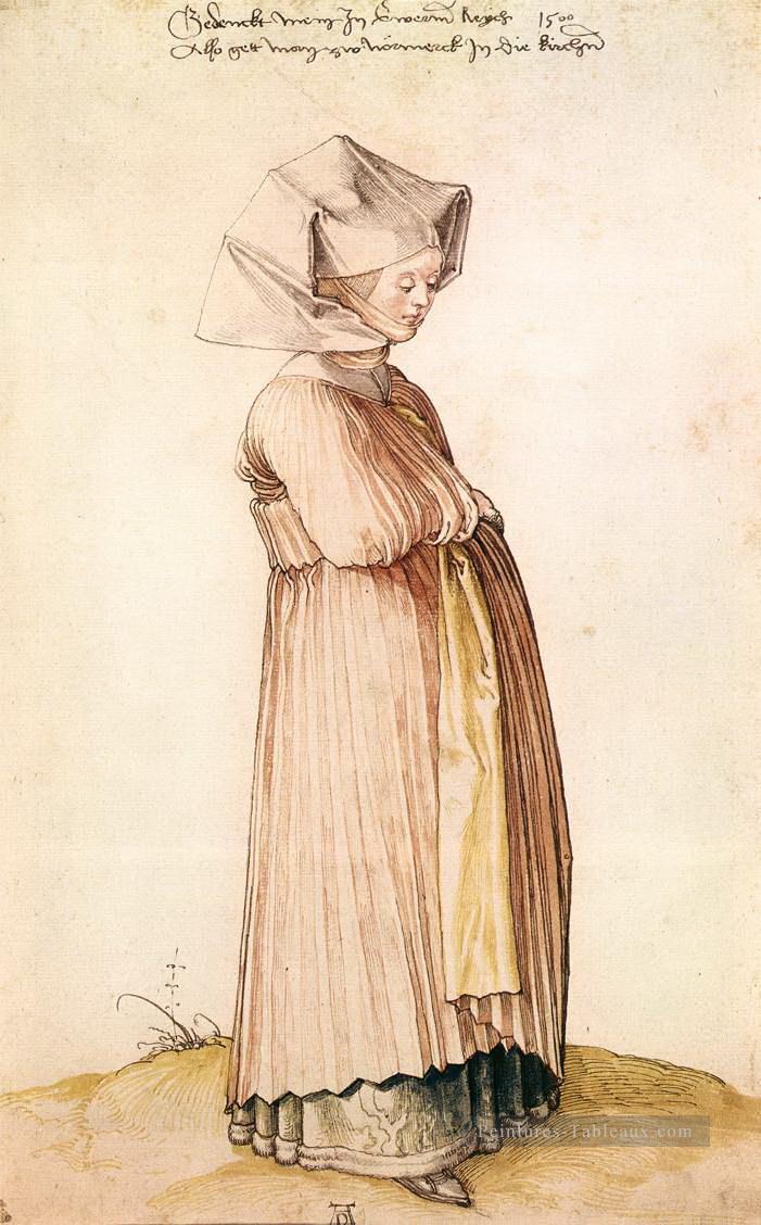 Femme de Nuremberg habillée pour l’église Albrecht Dürer Peintures à l'huile